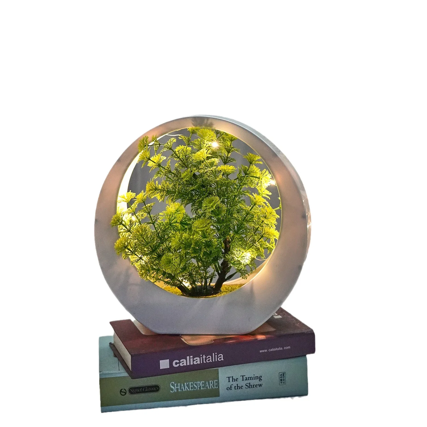 Multi-Color Simulation Small Bonsai Home Office Desktop Decorative Artificial Potted Plants with Lamp for Home Decoration