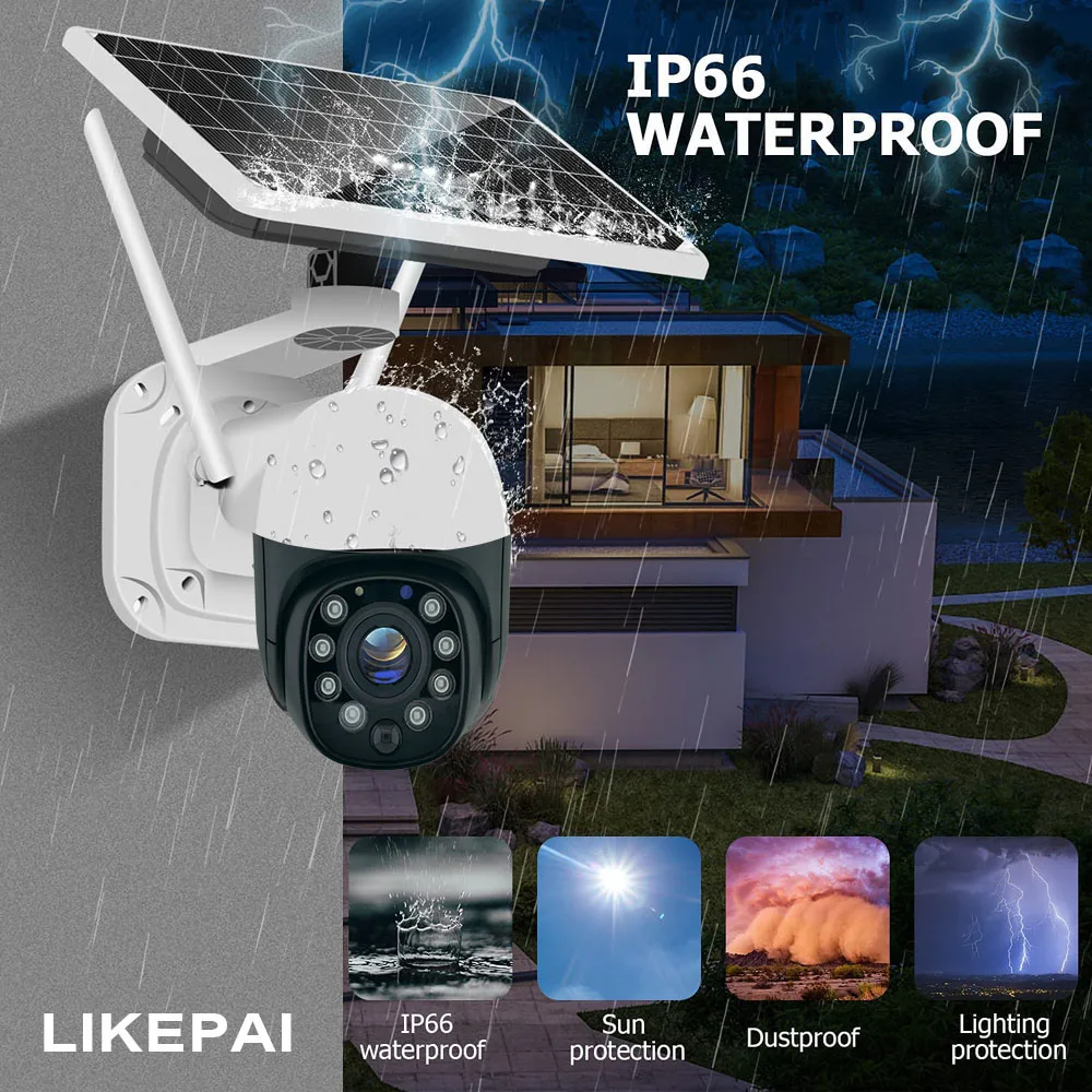 Wifi Wireless Solar Power Camera 4g 3g Sim Card Slot Cctv Security Ip Camera Outdoor Support 128 Memory Card