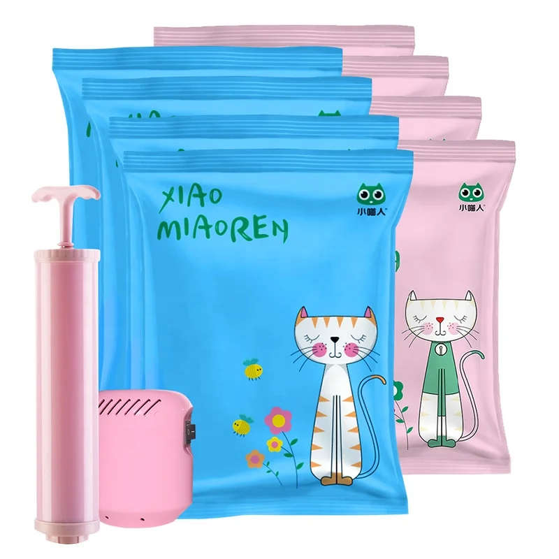 Большие пластиковые пакеты для хранения Little Kitty с молнией, гигантский Вакуумный пакет, вакуумный пакет для хранения, Королевский матрас