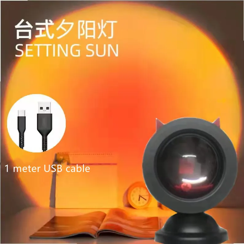 Vofull  RGB 2 in 1 Devil Sunset Light Rainbow Atmospheric Projection Lamp LED Sunrise Projector Sunset Lamp
