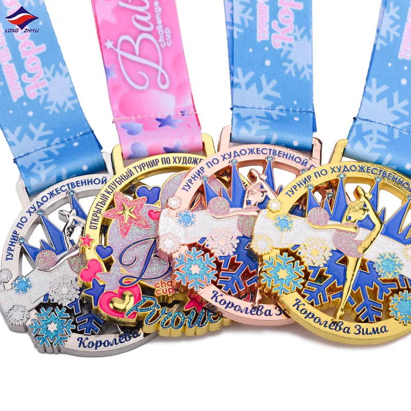 Longzhiyu zinc alloy medals manufacturer custom metal sport gymnastics medals bespoke diecast enamel dance medals