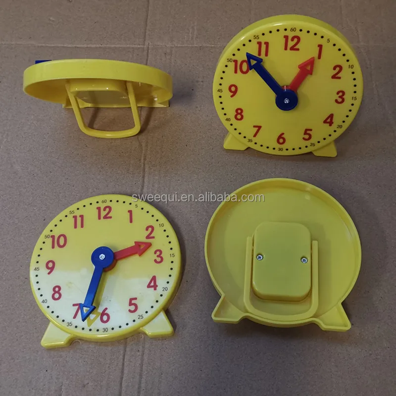 Student Learning Clock Time Gear Plastic 10cm Yellow Clock 12 Hour