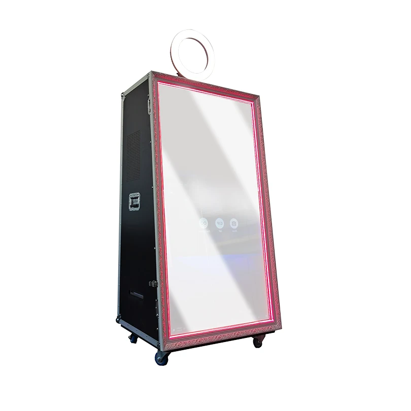 Portable Vogue Oval Mirror Photo Booth for Weddings Compatible with Cameras iPads Smartphones & SLRs Selfie Software Included