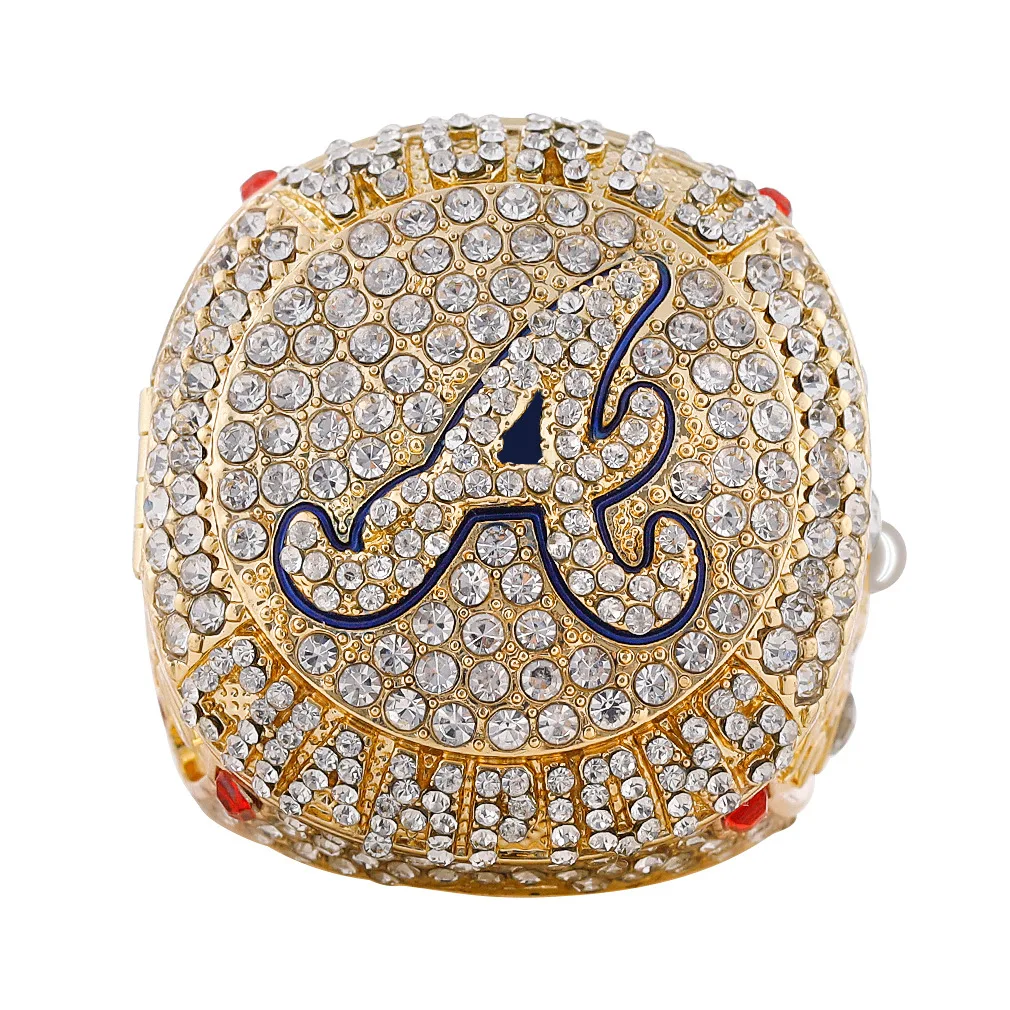 Custom Name And Number 2021MLB Atlanta Braves 9 Players New Official Design Baseball Ring Openable