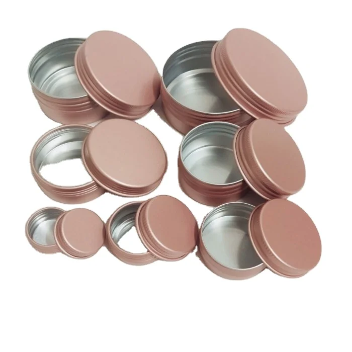 colorful black silver rose gold copper 5g 10g 15g 30g 50g 60g 100g 120g 150g round cans aluminum jar lip balm tin cans