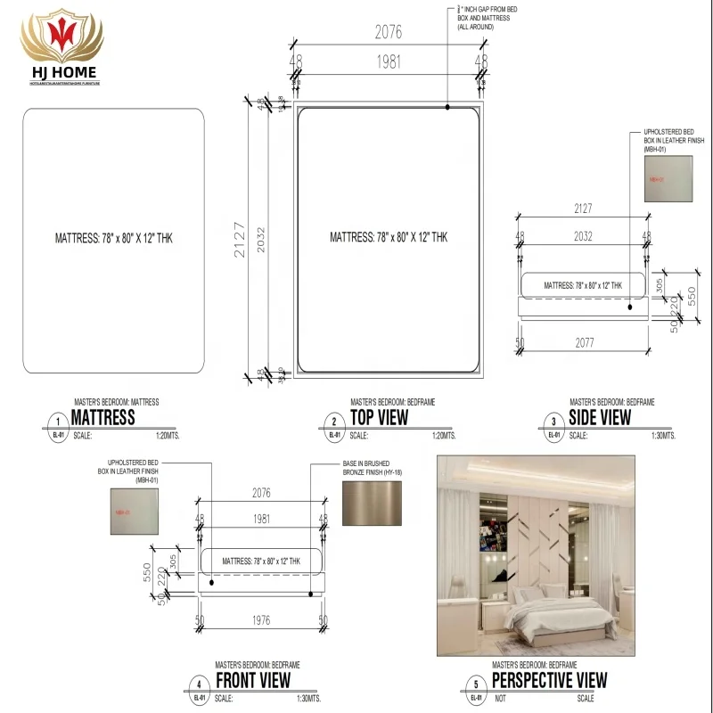 HJ HOME  Luxury Customized Bedroom Leather Background Interior Wall Decoration Upholstered Fabric Wall Panel