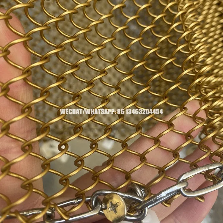 Light Weight Decorative Metal White Gold Color Aluminum Chain Link Fence Mesh Curtain For Window Ceiling