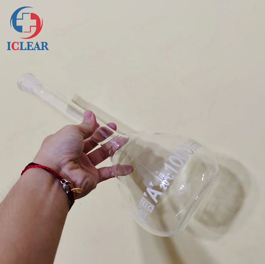 Лабораторное боросиликатное стекло объемом 1000 мл с длинным