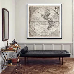 Living Room World Map Poster Painting Wall Art Canvas Print
