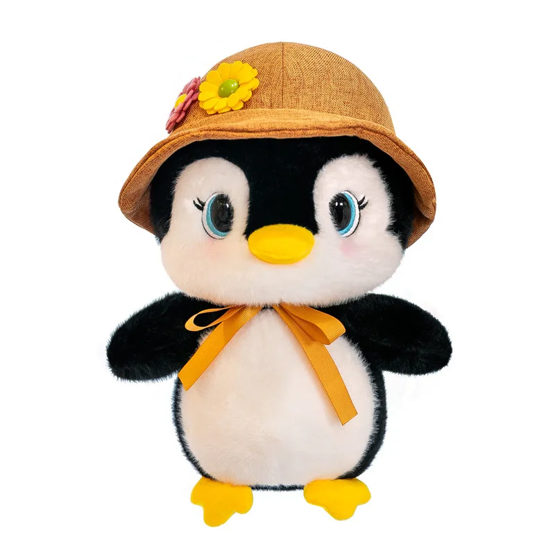 Penguin plush pillows Penguin plush toy Flower Hat Penguin Bedroom Decoration