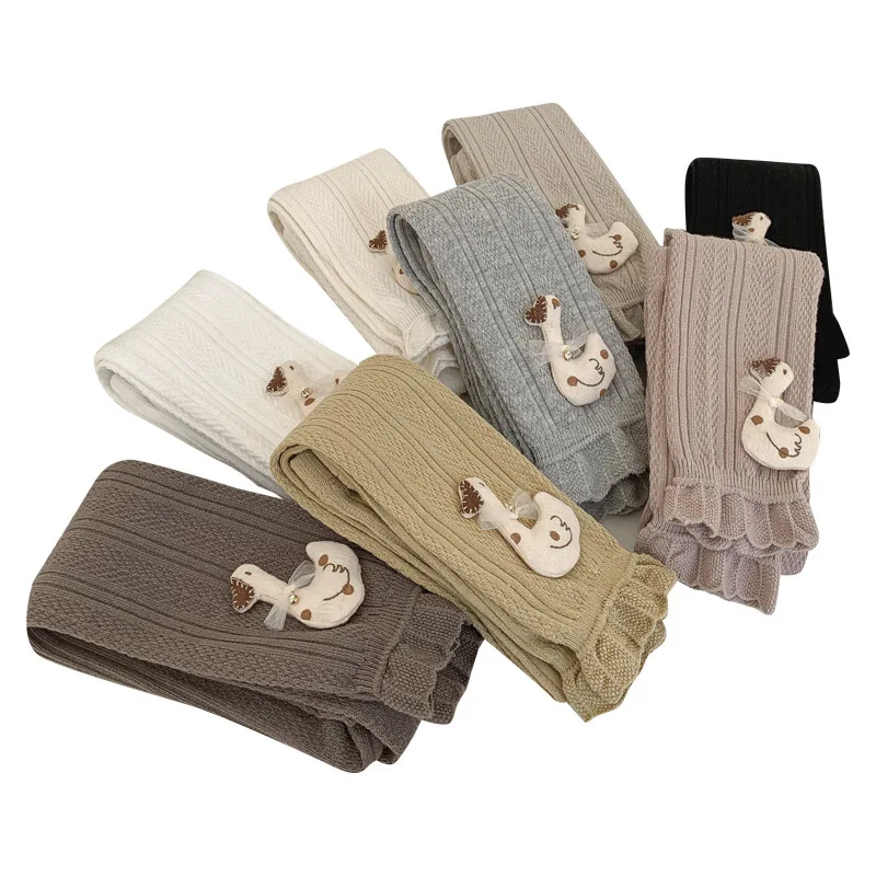 New Style Spring New Style Korean Sweet Ruffle Princess Pants Soft Cotton Funny Cartoon Goose Dolls Kids Girls Leggings