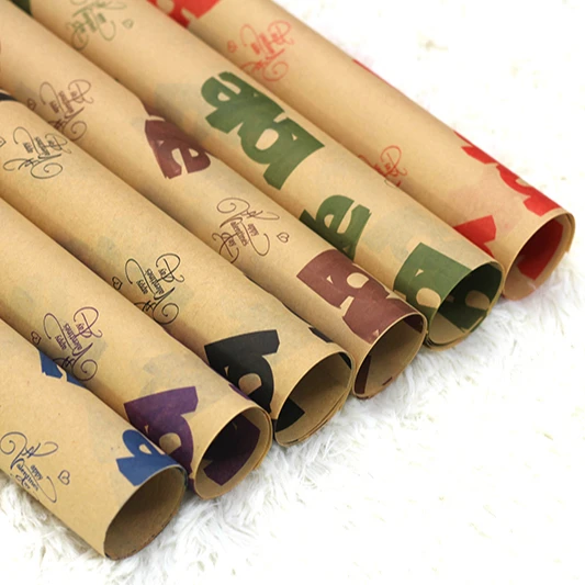 
Vintage Kraft English Love Flower Wrapping Packing Paper Florist Material Newspaper Craft Paper 