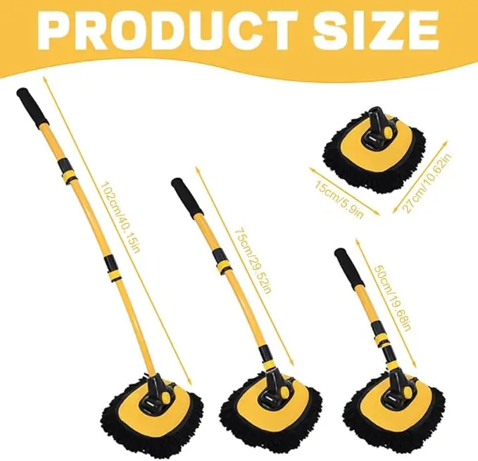 Long-Handle Telescopic Microfiber Car Wash Mop Kit Multifunction Chenille Cleaning Brush for Car Care Rotating Adjustable
