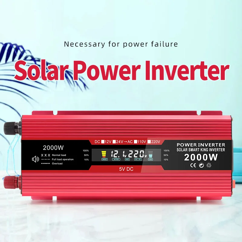 Заводская цена, распродажа, инвертор высокой мощности 2000 Вт, Интеллектуальный солнечный инвертор с цифровым ЖК-дисплеем