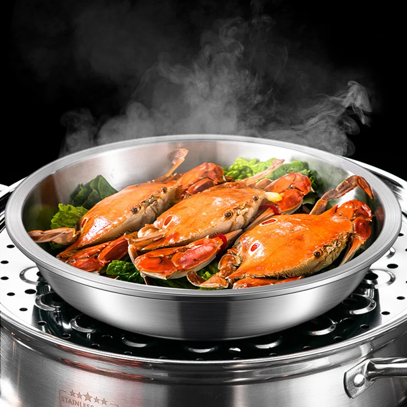 2024 news product round shape unbreakable hotel serving metal 316 stainless steel dinnerware dinner set luxury dishes & plates