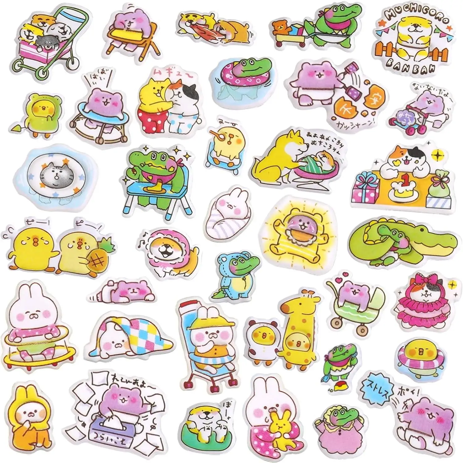 Customized wholesale Best Selling Fluffy Cartoon Anime Stickers Kids Colorful Stickers 3D Bubble Stickers