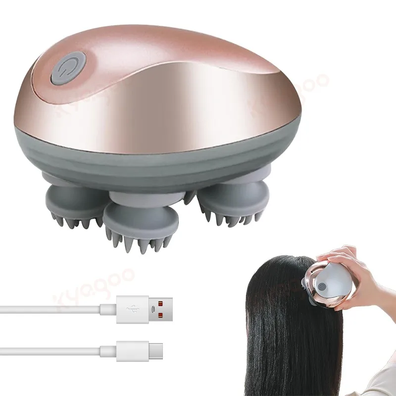Rechargeable Waterproof Hair Massager Portable Head Massager Scalp Stress Relax Electric Scalp Massager For Stress Relax