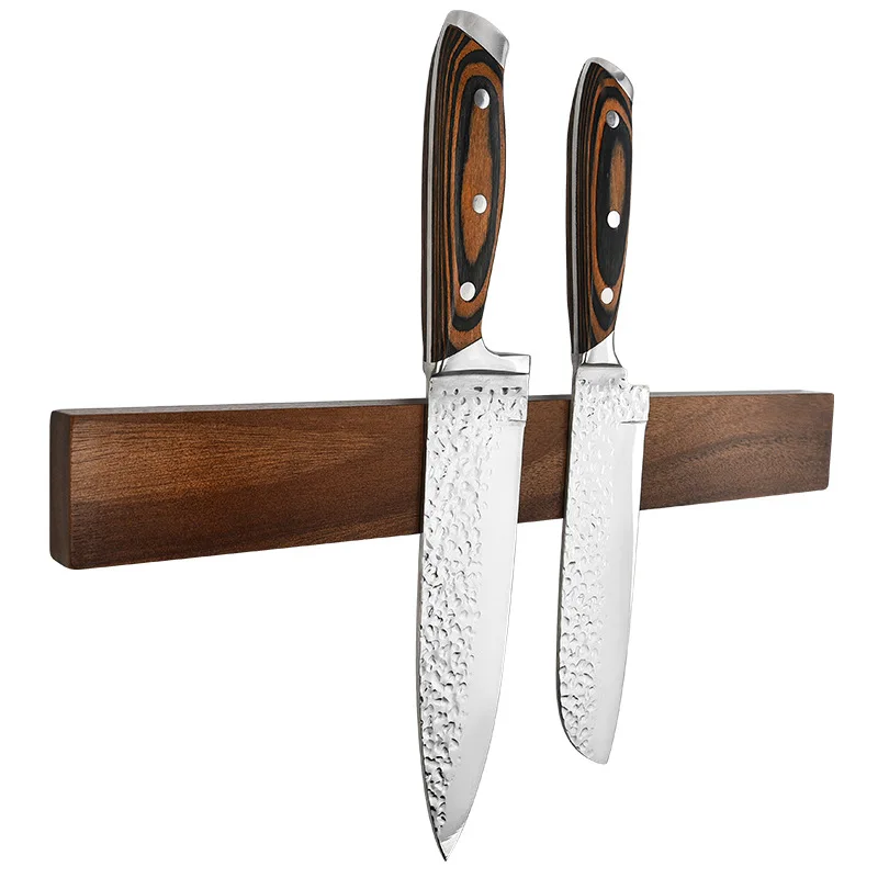 Kitchen Wooden Wall Mounted Knife rack Multifunctional magnet wall magnetic knife holder 8'-24 inch