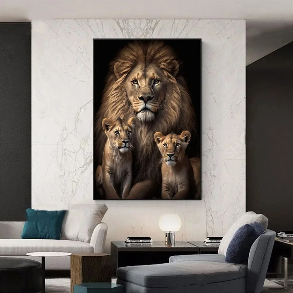 Modern Abstract Animal Lion Leopard Deer Posters and Prints Canvas Painting Wall Art Wild Animals Pictures for Living Home Decor