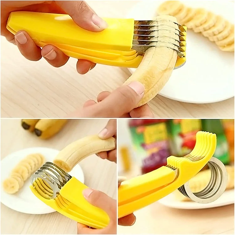 Kitchen Accessories Banana Slicer Fruit Vegetable Sausage Slicer Stainless Steel Banana Cutter Cooking Tools
