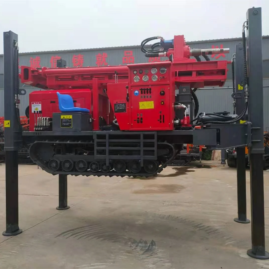 China crawler mounted diesel engine driven borehole DTH pneumatic water drilling rig machine well drilling rig mining machinery