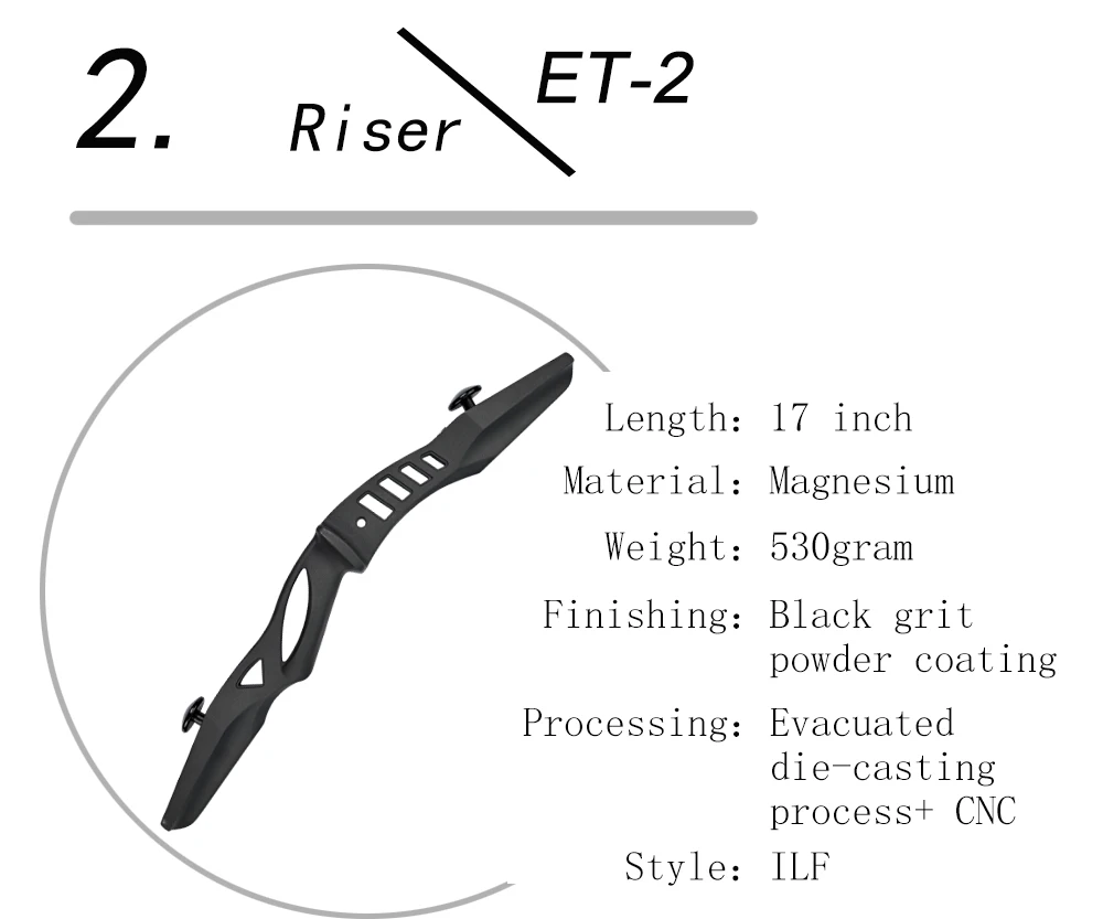 Nika Archery recurve bow riser 21inch ILF Bow Riser Archery Hunting
