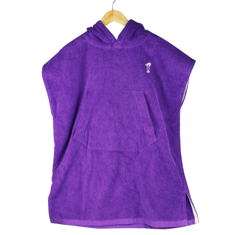 Good quality custom 100% cotton terry cloth poncho hooded beach towel for children