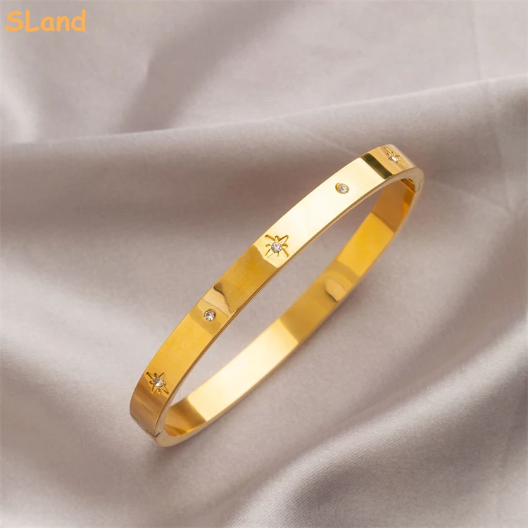 Alibaba Gold Supplier Wholesale high polished oval shape stainless steel gold rhinestone bangle bracelets for women gift
