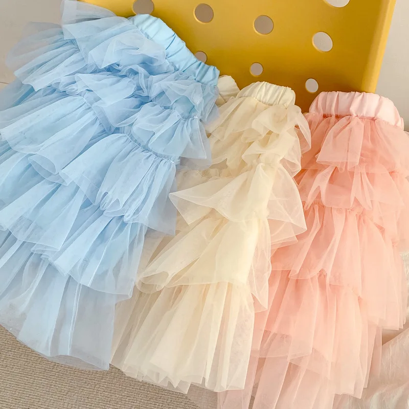 Spring Children Girls Layers Tutu Skirts Fairy Princess Kids Tulle Skirts