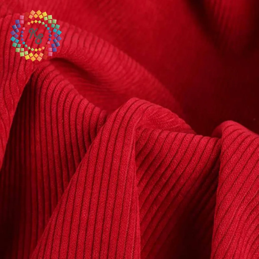 8w Knitted Polyester Elastane Corduroy Fabric