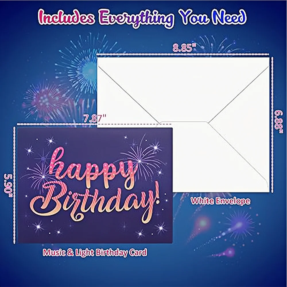 New arrival Lights and music 3D pop-up firework cake birthday card Creative handmade happy birthday card blessing gift