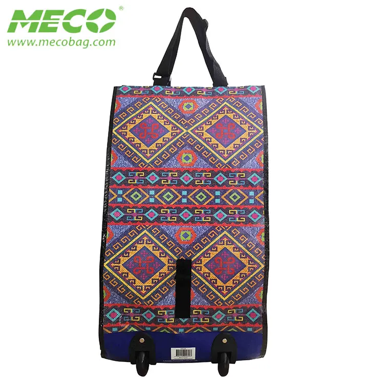 High Quality New Style Foldable Custom Promotional Reusable Supermarket Wheels Trolley Shopping Bag With Wheels