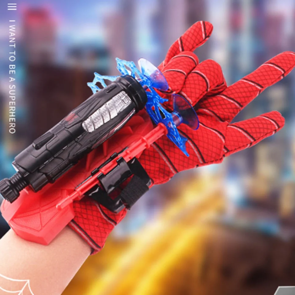 Spiderman Figure Toys Kids Plastic Cosplay Launcher Set Hero Launcher Wrist Toy Set Funny Toys