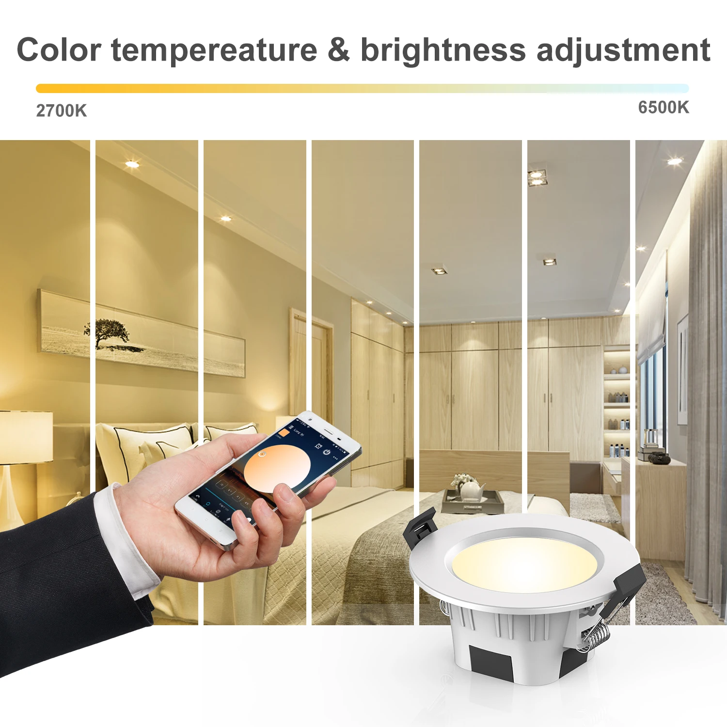 RGB 9W Bluetooth Downlight LED Ceiling Light Hao Deng Industrial Design Modern WiFi Remote Control Switch 100-264V Aluminum