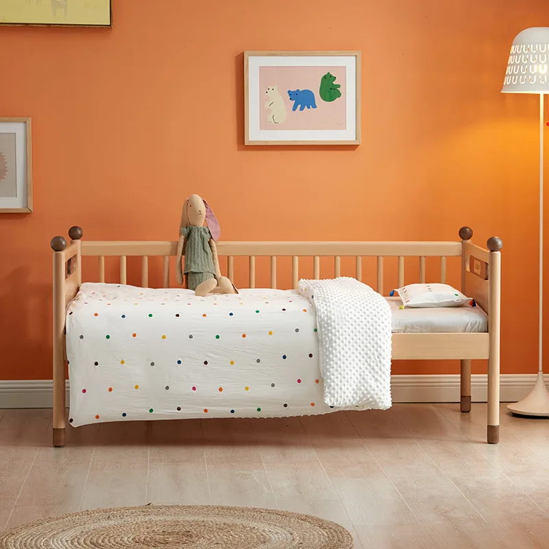 Wholesale Solid Beech Wood Modern Single Kids Bed Cot Boy Girl Bedroom Furniture