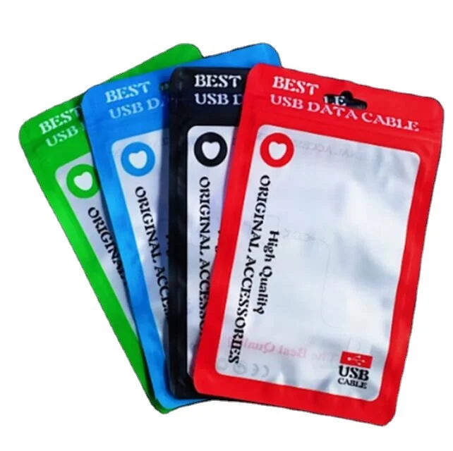 USB data cable packing bag Color frosted self-sealing zip bag