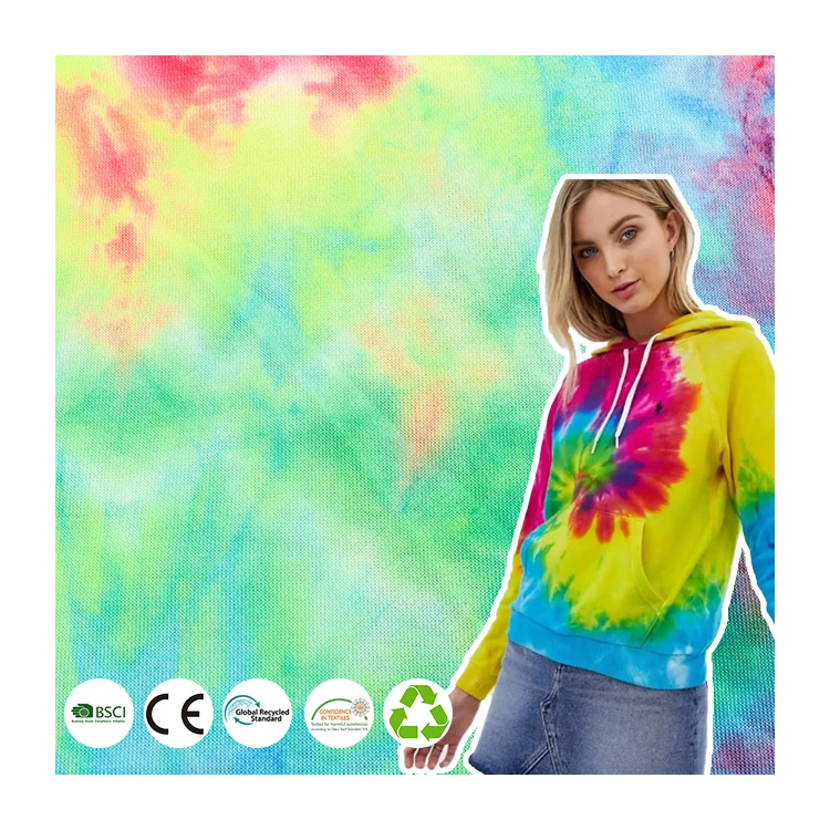 Fabric online Custom tie dye super soft 100 polyester fleece velvet fabrics for clothes