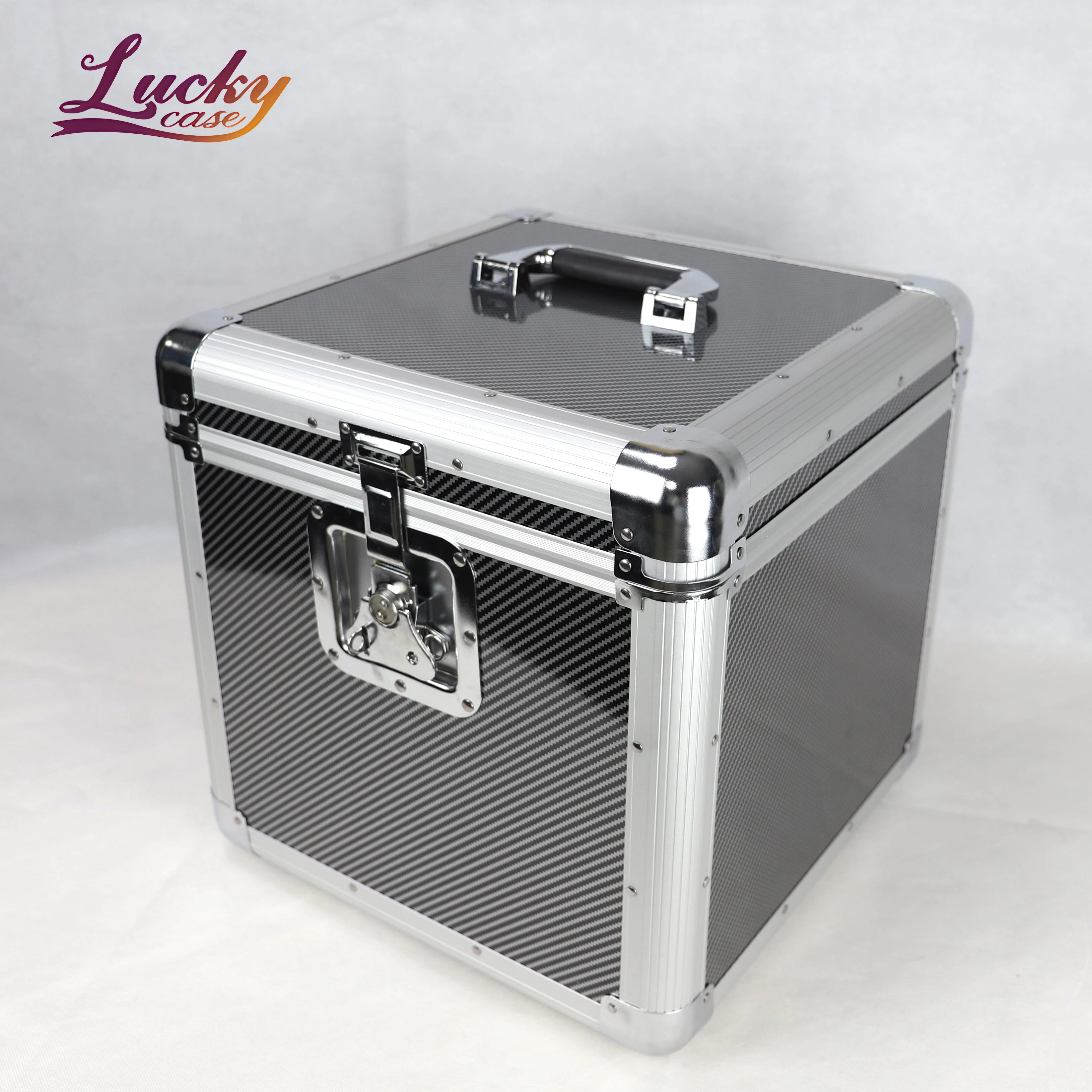 Custom LP 100 12' Aluminum DVD/CD Storage Case Aluminum Media Vinyl Records Storage Case Hard Aluminum LP Box Black