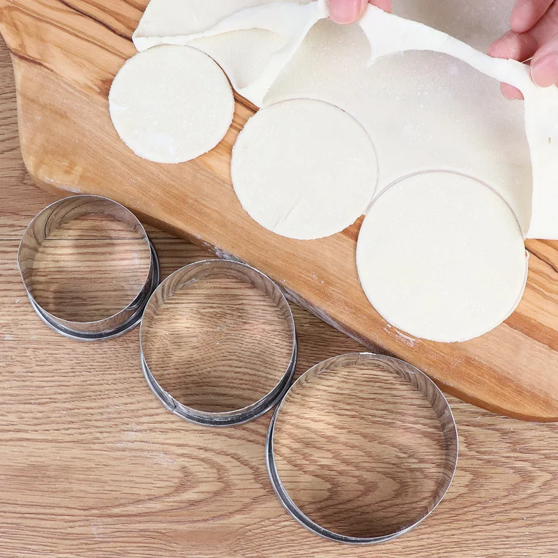 Dumpling Skin Pressure Artifact Household Mold Round Rolling Pin Skin Press Round Cutter Leather Ring Stainless Steel
