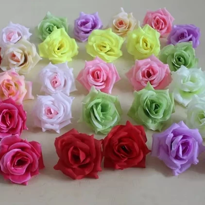 Artificial Rose Flower Heads for Wedding Birthday Party DIY Cake Accessories Flower Heads Wall Decor
