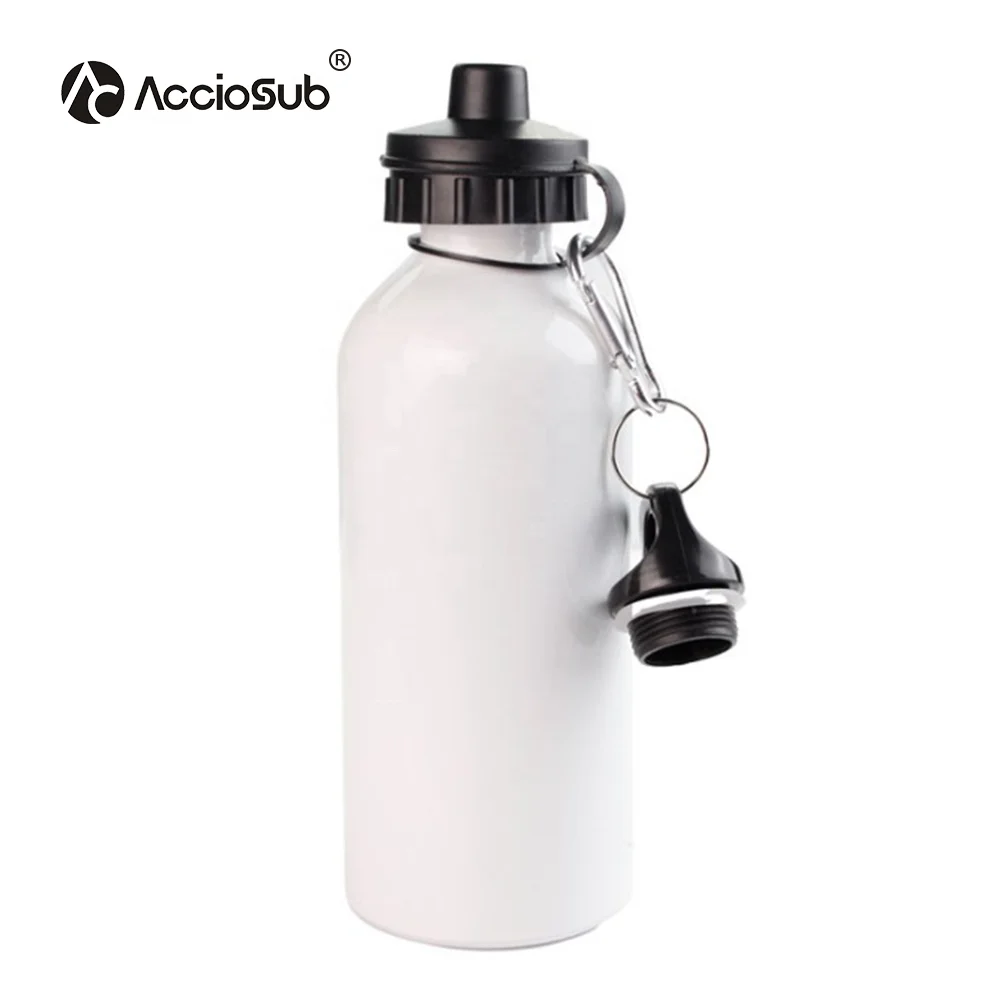 AccioSub Wholesale 600ml Insulated Outdoors Mugs Sport Bottle White Coated Metal Double Lids Aluminum Water Bottle Sublimation