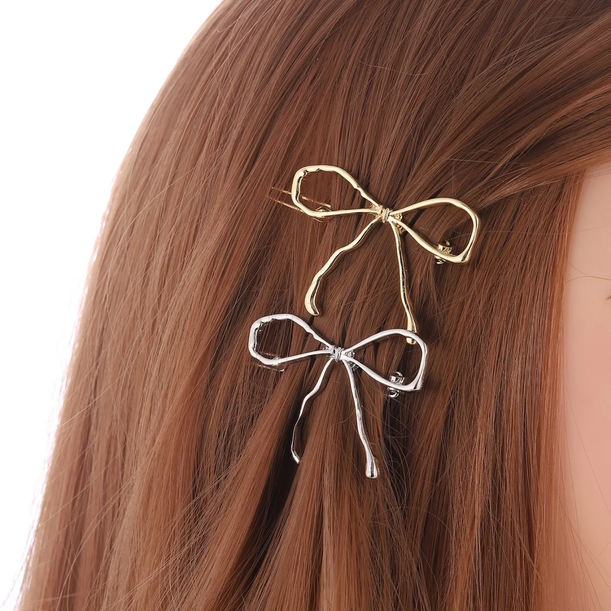 Hot Sale Elegant Bow Hair Clips Temperament Fashion Irregular Metal Hair Clip Hair Accessories Custom