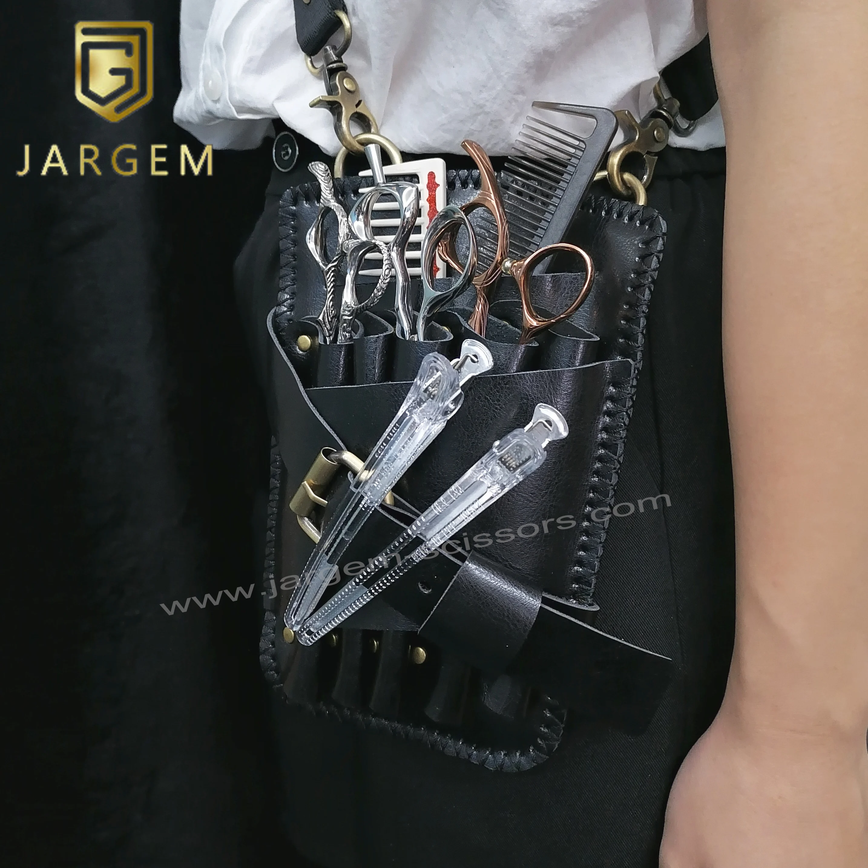 Supply customized hair scissors case leather salon hairdressing barber bag for sale