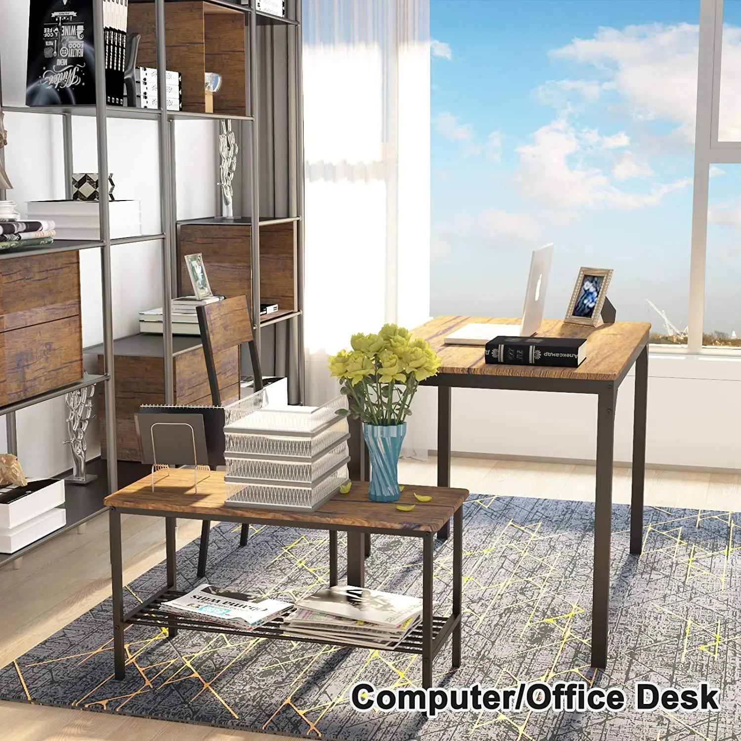 Набор из 6 предметов, обеденный стол со скамейкой, компактный деревянный кухонный стол и 5 стульев с металлическими ножками, столовые наборы