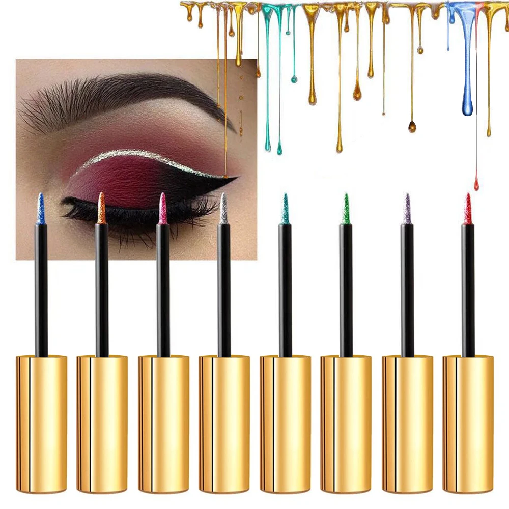 16 Colors Glitter Liquid Eyeliner Easy To Wear Long Lasting Quick-drying