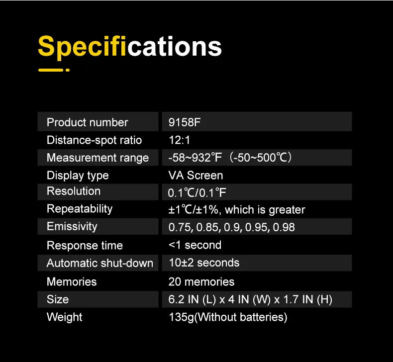 IR Laser Thermometer Digital Non Contact Temperature Gun BBQ Industrial Thermometer Infrared Pyrometer Thermometers For Industry