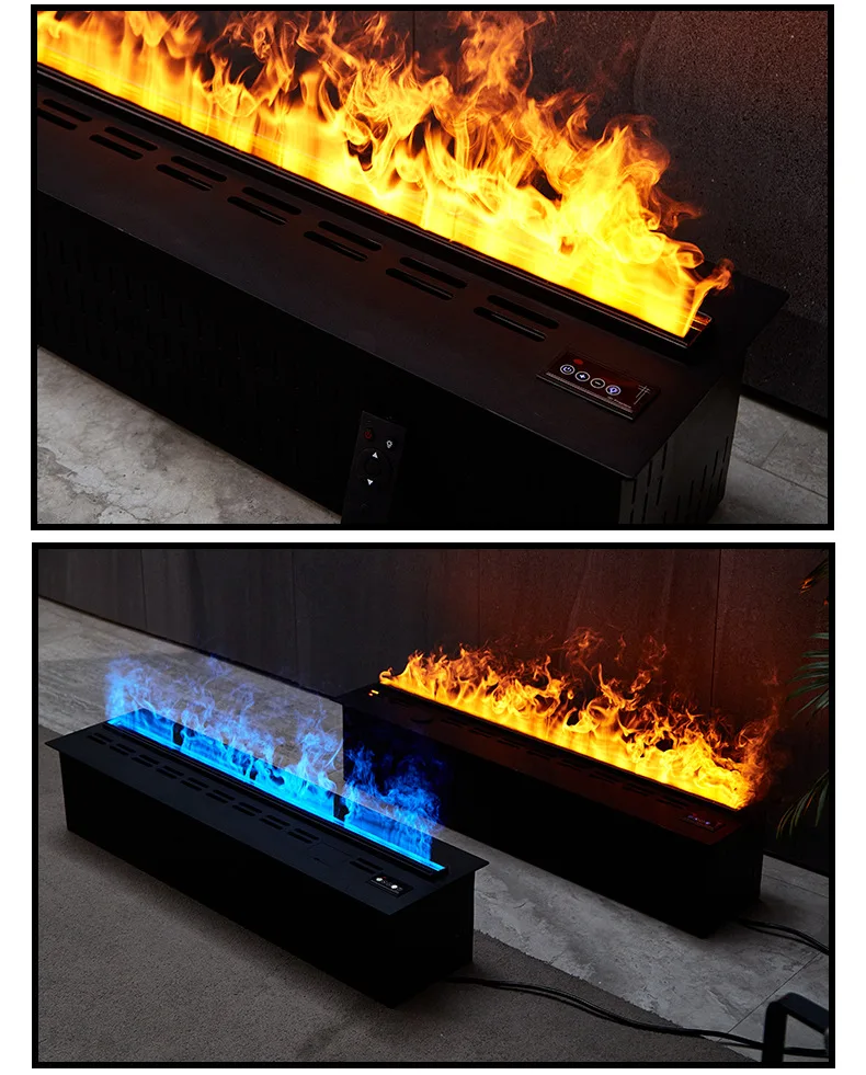 Modern Wall Electrical Heaters Fire Place 3 Sided Electric Fireplaces 7 Colors Led Light Flame Effect