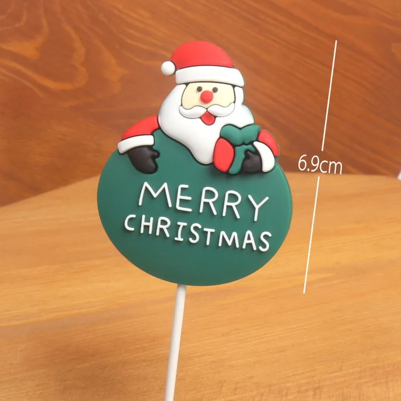 Christmas party decoration hot sale baking festival pvc dessert cupcake ornament toy 3d green tree christmas cake topper