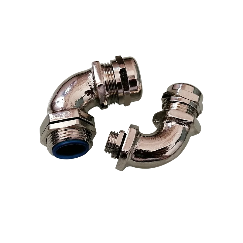 IP68 Nickel plated brass cable gland 90 degree waterproof and dustproof metal elbow cable gland