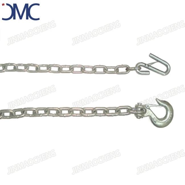 Factory Supply US Standard Transport Chain Galvanized Safety Trailer Chain With S Hooks Each End